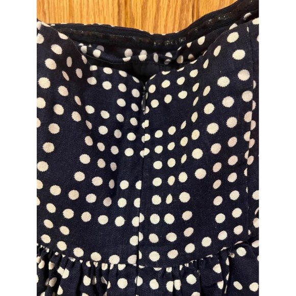 GAP Strapless Lined‎ Cotton/Linen Navy Blue & White Polka Dot Mini Dress Size 0 - Picture 8 of 9